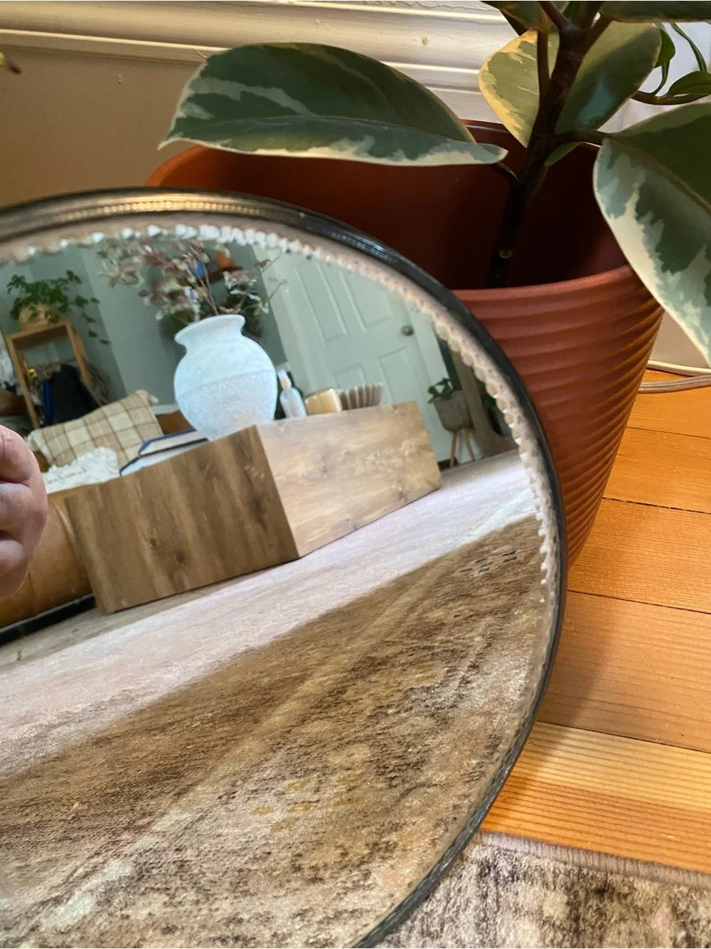 VTG Art Deco Art Nouveau Silver Plated Beveled Plateau Mirror Vanity Tray FS Co
